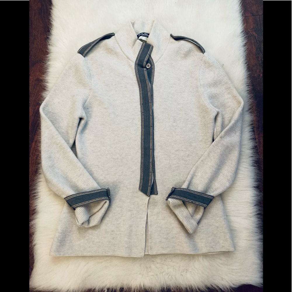 Ferragamo denim and cream wool sweater